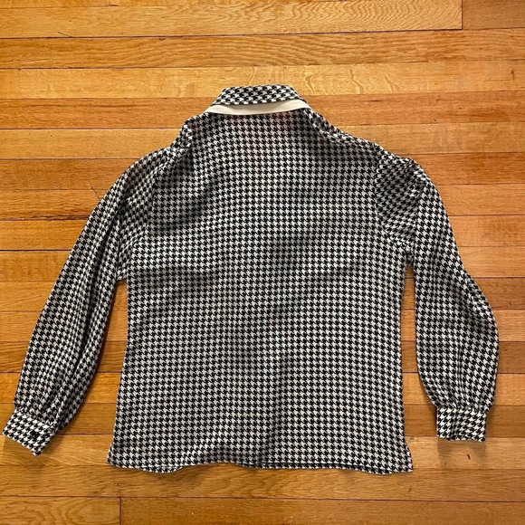 Marie Clemence Paris Vintage White Blouse 46 France Checkered Rare Thin 1970s - Picture 4 of 4